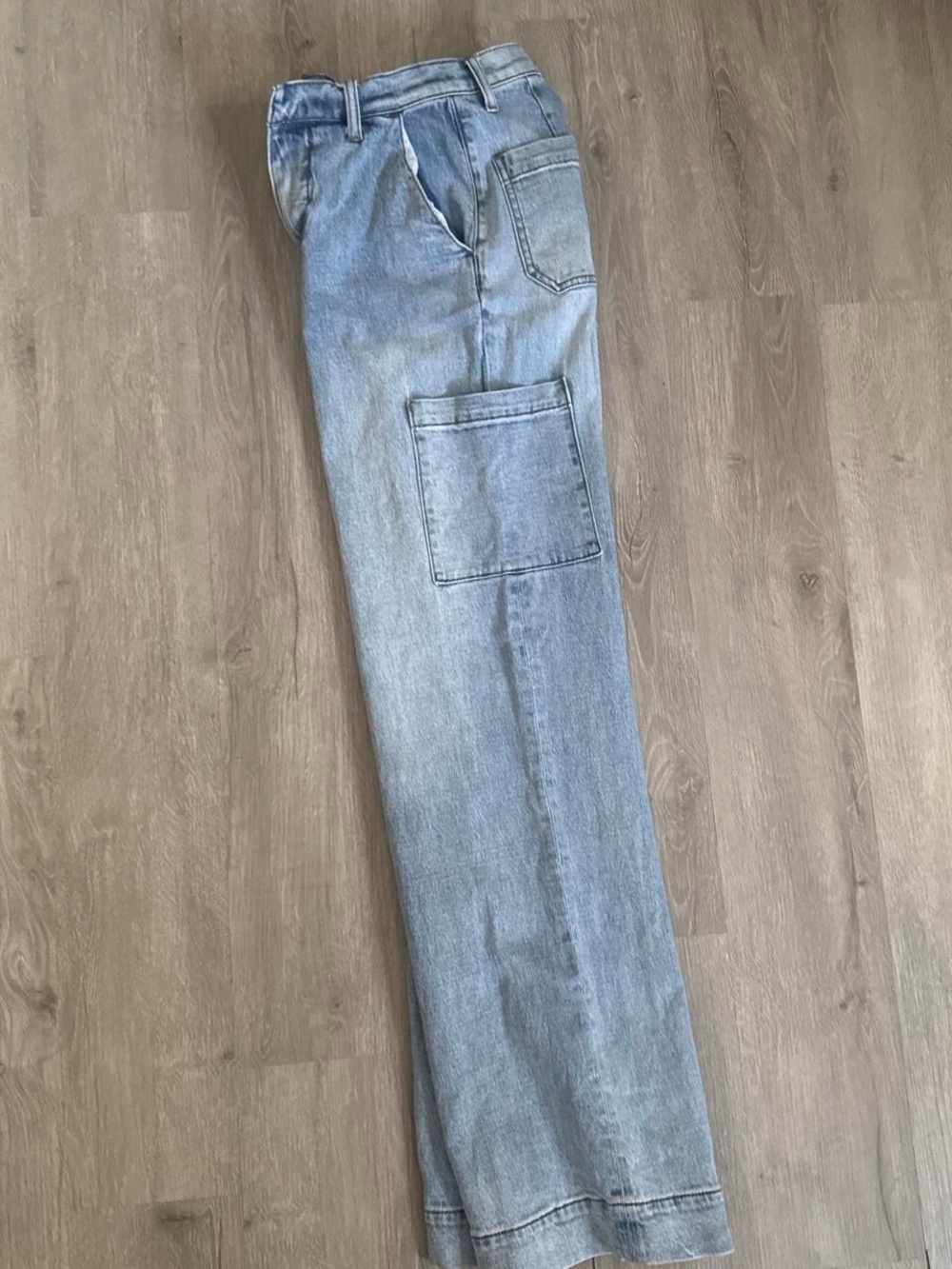 KanCan Light Blue Wide-Leg Cargo Jeans - Picture 4 of 5